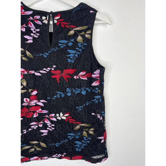 Lucky Brand Floral Embroidered Lace Tank Top XS Black Boho Festival Sleeveless - Picture 12 of 12